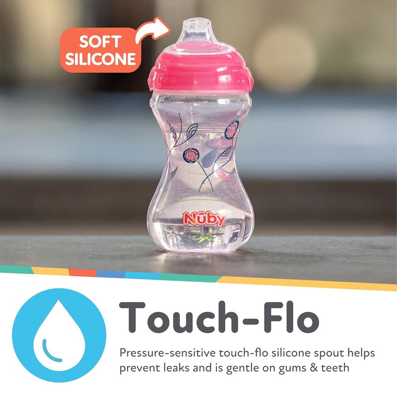 Nuby ClikIt NoSpill Baby Sippy Cup with Soft Spout  3 Pack 10 oz  6 Months  PinkPurpleAqua - Image 2