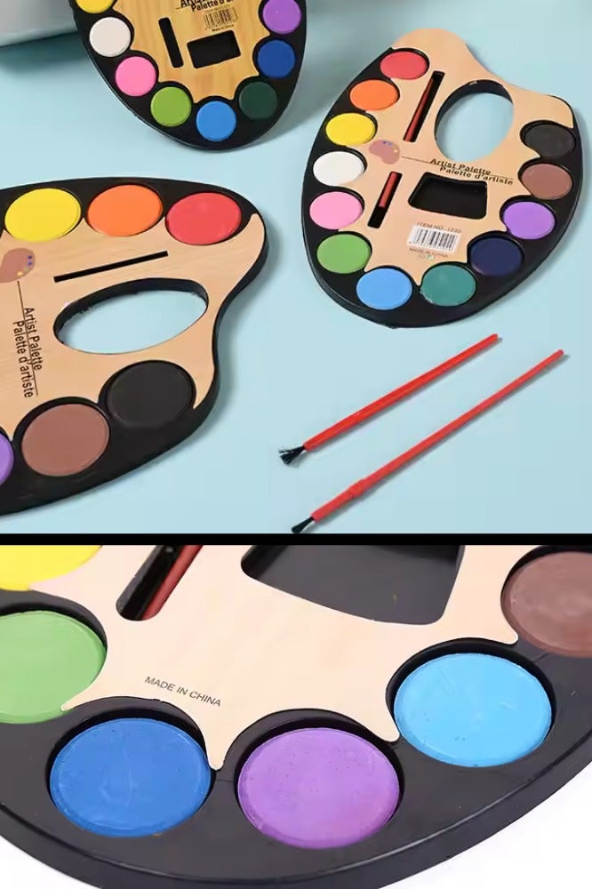 Generic 12-Color Watercolor Paint Set with Brush for Artists Kids and Adults Art and Craft Supplies – Non-Toxic, Bright Colors, Kid-Friendly Art Palette - Image 5