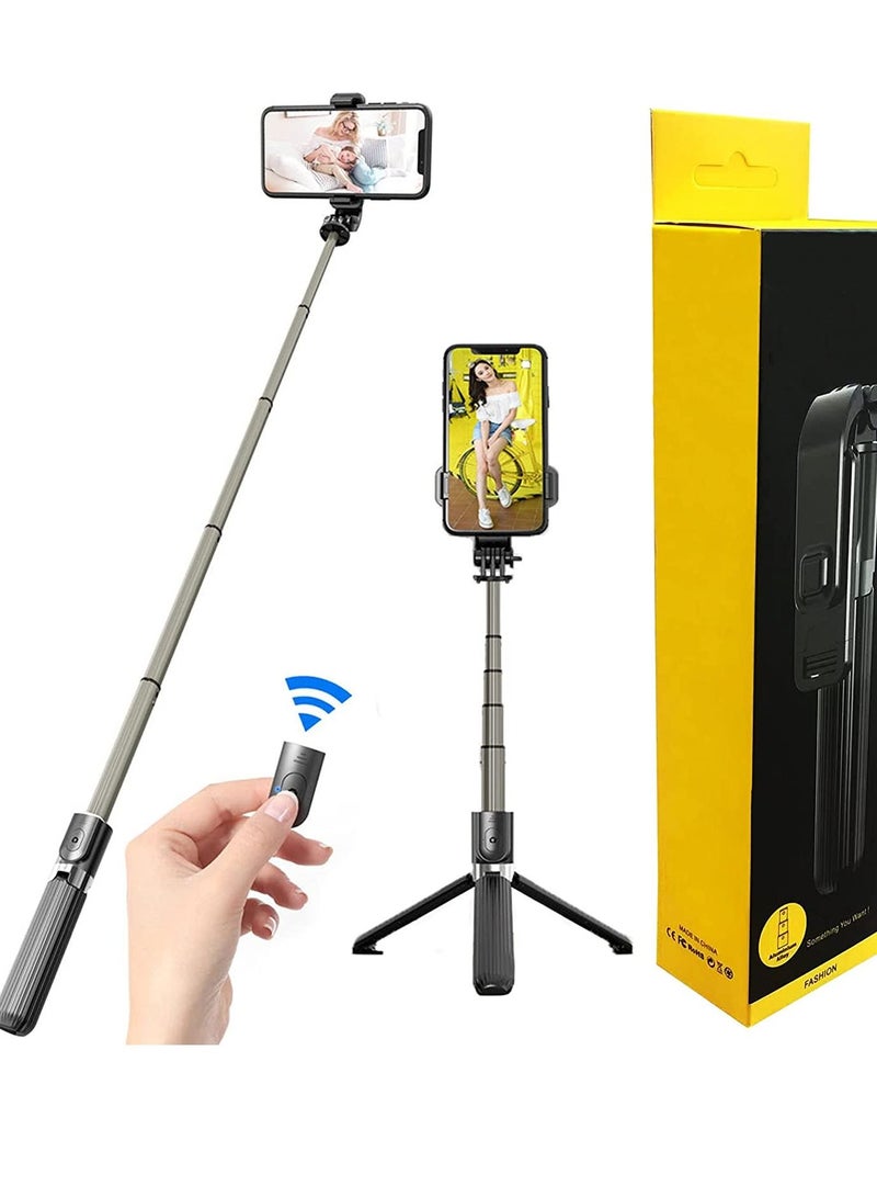 2022 upgraded Portable 33 Inch Aluminum Alloy Selfie Stick iPhone Selfie Tripod Stand with Wireless Remote - Image 1