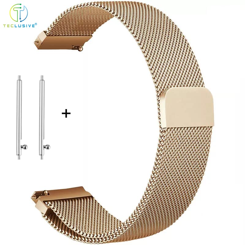 T TECLUSIVE Luxury Magnetic Metal Chain Strap 19mm Compatible for Noise Colorfit Pro 2 / Oxy/Pulse/Beat and Boat Storm Watch | Precise Fit | Adjustable Magnetic 19mm Watch Band (Gold) - Image 2