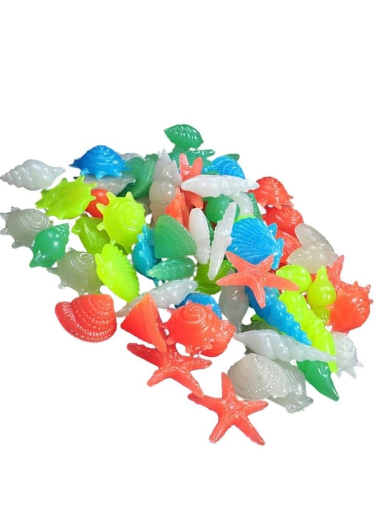 Aquarium Decoration Set - Colorful Plastic Marine Ornaments with Seashells and Starfish, Fish Tank Aquascaping Decor Accessories for Betta Goldfish and Small Aquariums