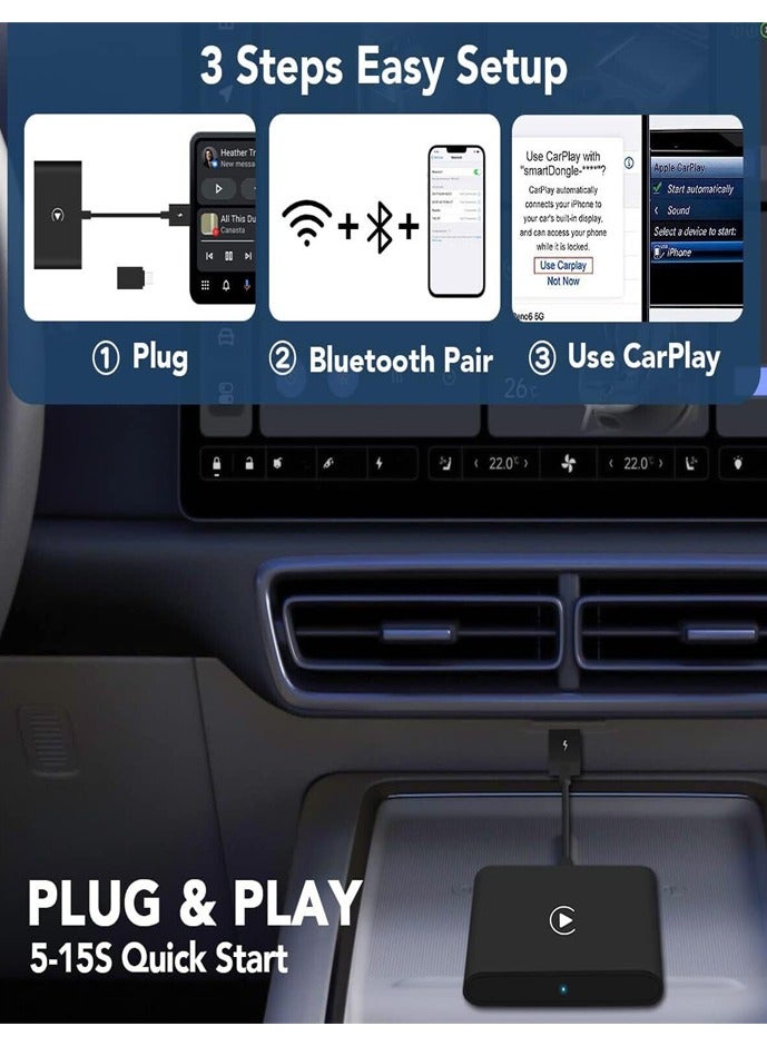 Wireless CarPlay Adapter for iPhone, Wireless Auto Car Adapter, Apple Wireless Carplay Dongle, Plug Play 5GHz WiFi Online Update (black) - Image 5