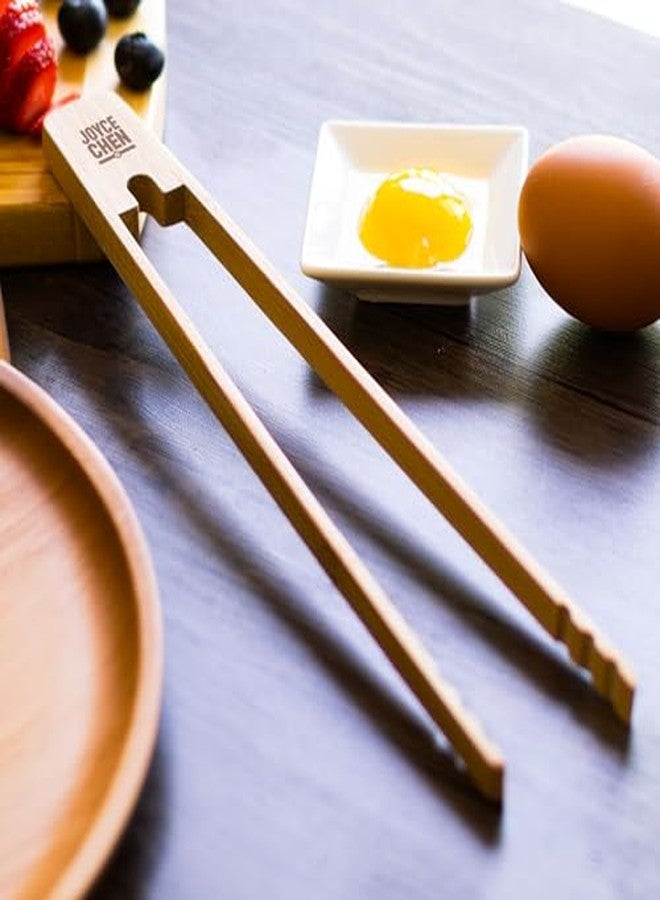 Joyce Chen 11-Inch Burnished Bamboo Tongs with Serrated Teeth, Natural Finish Nonstick Safe Serving Tongs - Image 3