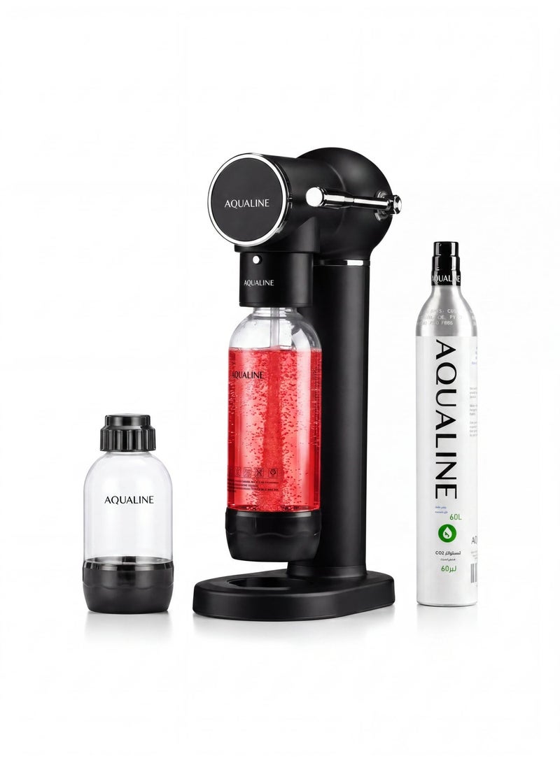 AQUALINE ESSENCE PRO Soda Maker | Sparkling Water Maker | Sparkle Any Drink | Starter Kit | Fizz Infuser Technology | 1× CO₂ Cylinder | Black - Image 1