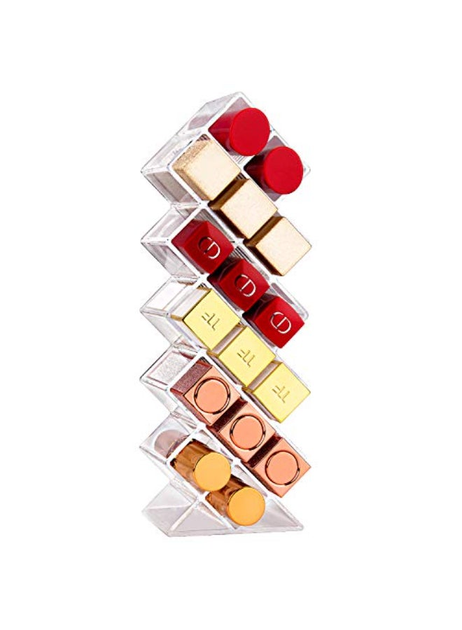 JessLab Lipstick Organizers Acrylic Holder Lip Gloss Tower Clear Cosmetic Fish Sticks Lip Makeup Storage for Bathroom Vanity Countertop 16 Slots - Image 1