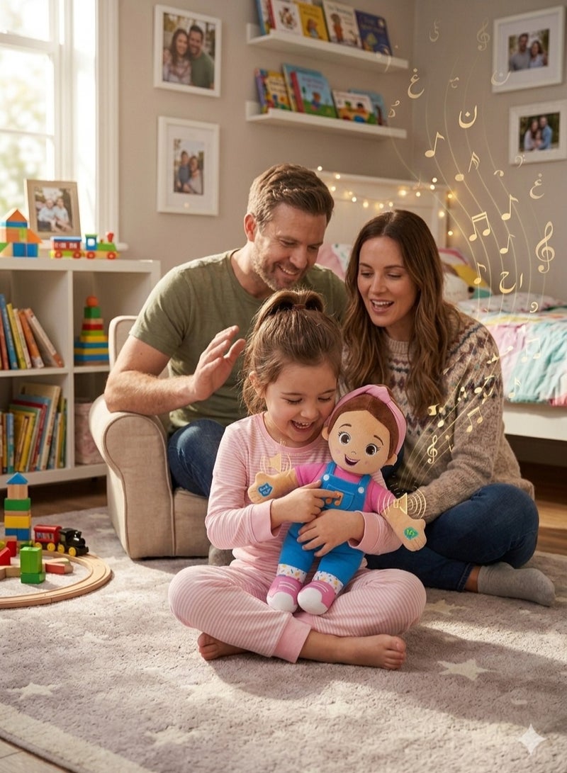 AFRIDIAN Interactive Plush Toddler Doll, 12 Inch Soft Educational Toy with 4 Songs & 16+ Phrases Talking & Singing Baby Doll for Kids 6+ Months - Image 2