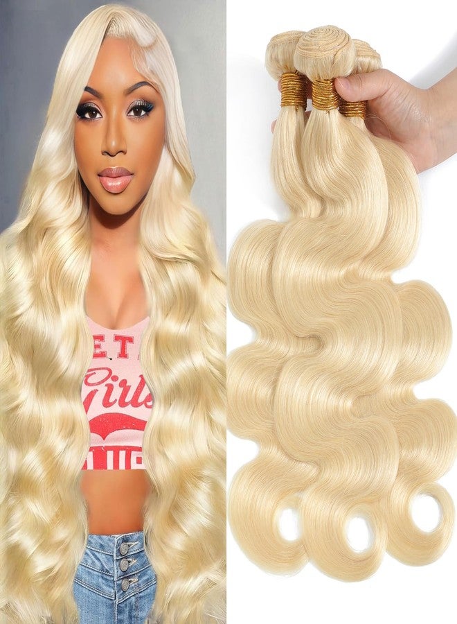 MYDIVA 613 Blonde Bundles Human Hair Body Wave 16 18 20 inch 100% Unprocessed Virgin Human Hair Extensions 12A Quick Weave Human Hair Bundles Double Weft - Image 1