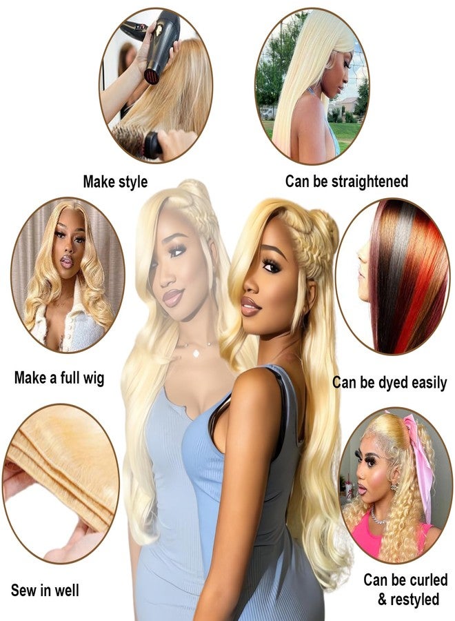 MYDIVA 613 Blonde Bundles Human Hair Body Wave 16 18 20 inch 100% Unprocessed Virgin Human Hair Extensions 12A Quick Weave Human Hair Bundles Double Weft - Image 5
