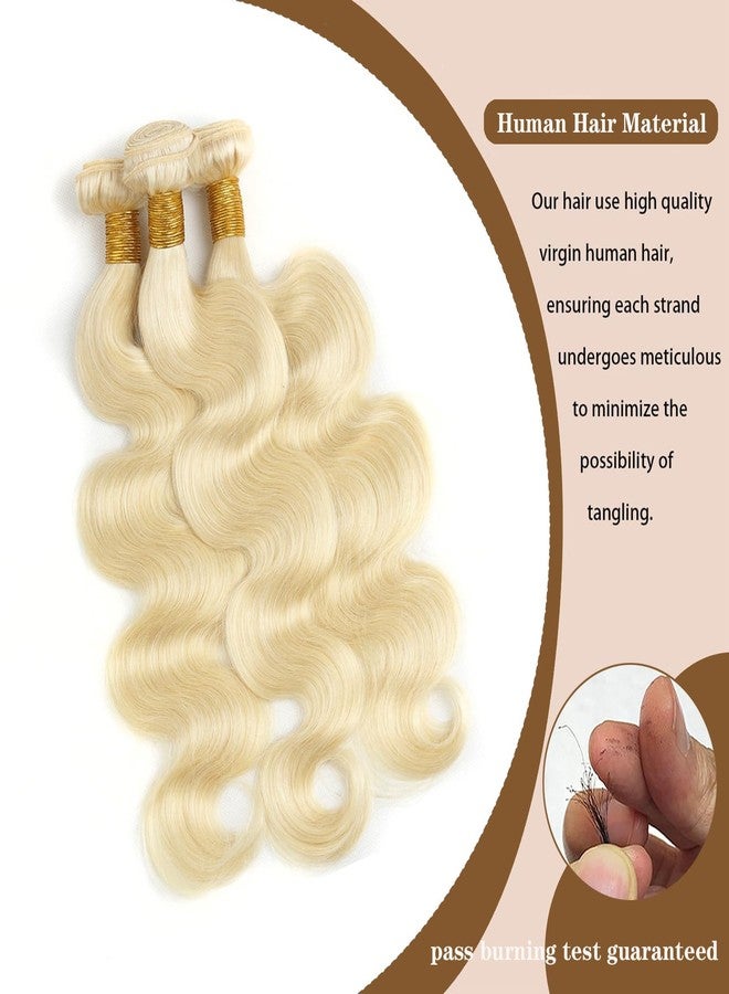 MYDIVA 613 Blonde Bundles Human Hair Body Wave 16 18 20 inch 100% Unprocessed Virgin Human Hair Extensions 12A Quick Weave Human Hair Bundles Double Weft - Image 2