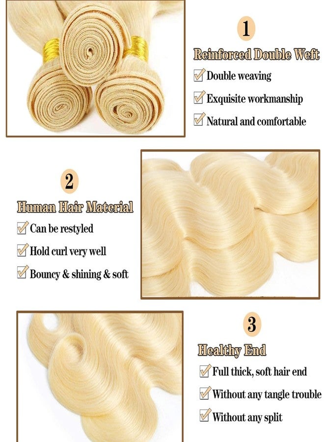 MYDIVA 613 Blonde Bundles Human Hair Body Wave 16 18 20 inch 100% Unprocessed Virgin Human Hair Extensions 12A Quick Weave Human Hair Bundles Double Weft - Image 3
