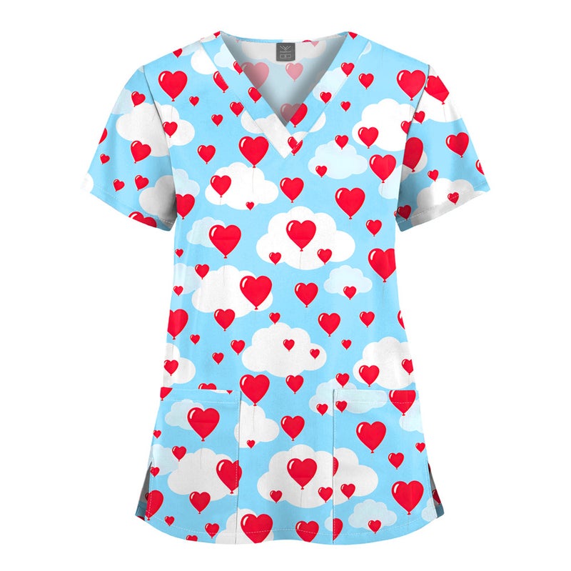 Elastic Christmas Pattern Comfortable Plus Size Cartoon Nurses' Clothing Printed Dental Dentist Work Clothes - Image 1