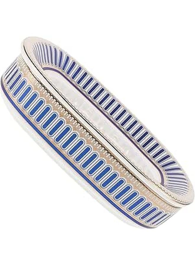Self Draining Ceramic Soap Dish with Blue Stripes Porous Soap Holder Tray for Bathroom Shower Kitchen - Image 1