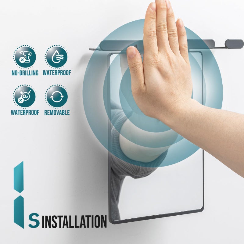 TAILI Shower Mirror Fogless for Shaving - with Powerful Suction, Razor Holder for Shower, Anti-Fog Adjustable for Bathroom,Makeup Shave Mirror Wall Mounted, Shatterproof & Removable,Grey - Image 3