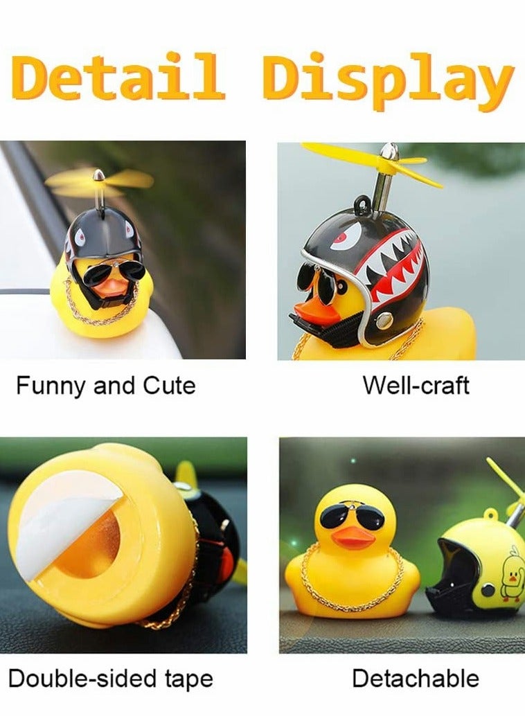 Yellow Rubber Duck Toy Car Dashboard Decoration with Propeller and Glasses - Image 3