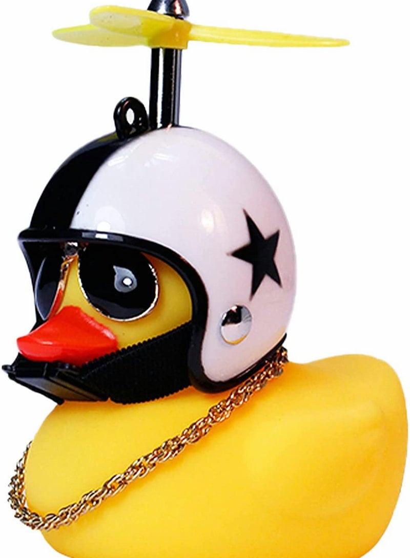 Yellow Rubber Duck Toy Car Dashboard Decoration with Propeller and Glasses - Image 1