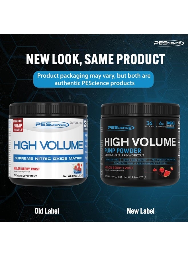PEScience High Volume Nitric Oxide Booster Pre Workout Powder with L Arginine Nitrate, Melon Berry, 36 Scoops, Caffeine Free - Image 2