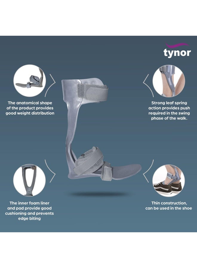 Tynor Foot Drop Splint With Liner, Grey, Left, CH, 1 Unit - Image 2