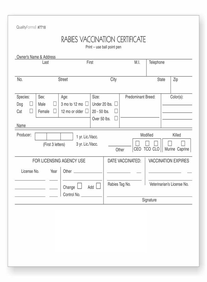 NextDayLabels - Veterinarian, 3-Part Rabies Vaccination Certificates for Cats & Dogs (100 Sets per Package) - Image 1