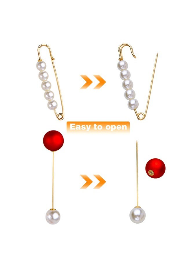 BronaGrand 10pcs Heavy Duty Safety Pins Metal Large Safety Blanket Pins Brooch Pins with White Pearl Rhinestones Accessories for Women Girls Clothing Shirts Dresses Sweater Shawl Decoration, 10 Styles - Image 4