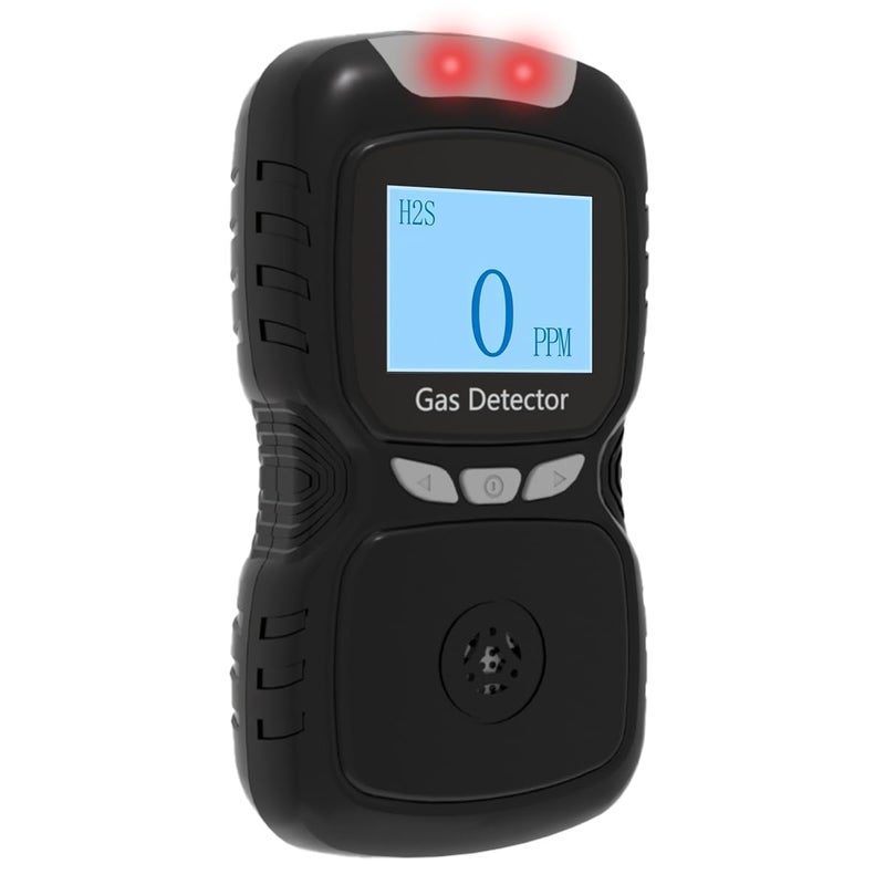 Sooguard H2S Gas Detector Clip On Portable 0100ppm Monitor with Triple Alarm SoundLightVibration 05s Fast Response Digital Display Personal Gas Monitor Black - Image 2