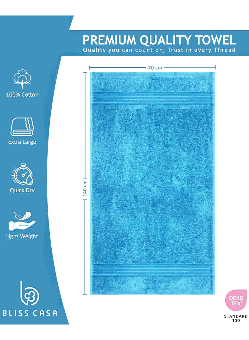 Bliss Casa 4-Piece 100% Combed Cotton 550 GSM Quick Dry Highly Absorbent Thick Soft Hotel Quality For Bath And Spa Bathroom Towel Set Light Blue 70x140cm - Image 4