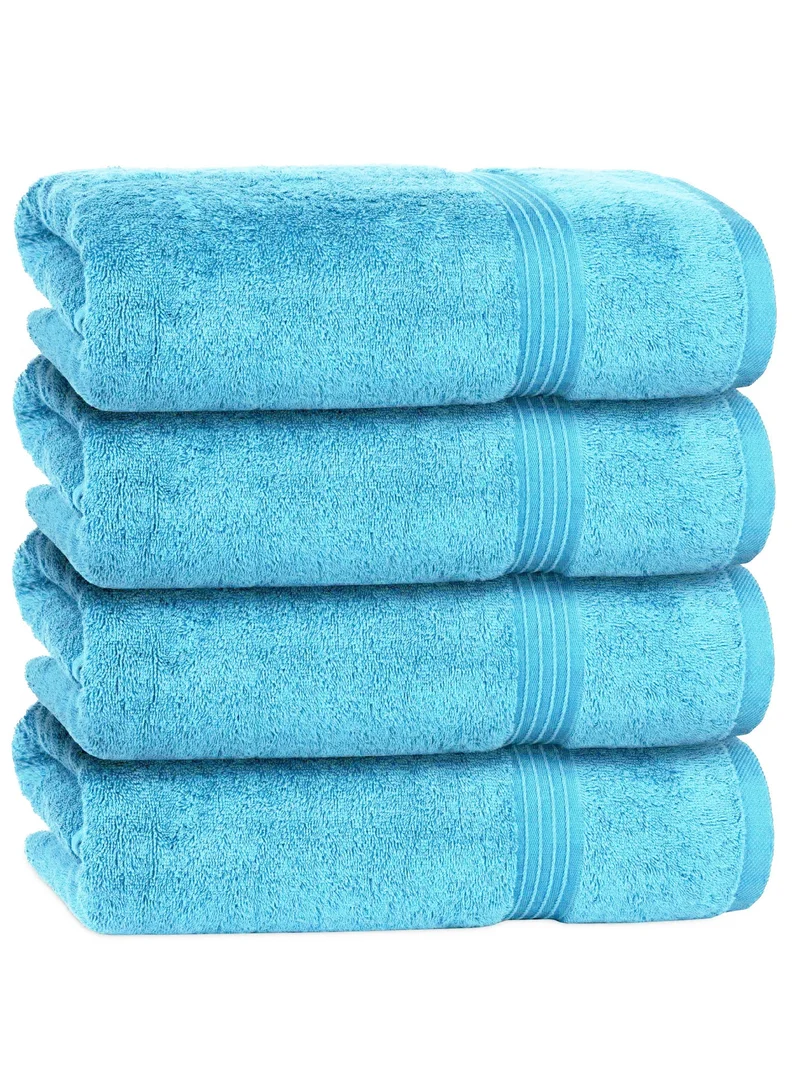 Bliss Casa 4-Piece 100% Combed Cotton 550 GSM Quick Dry Highly Absorbent Thick Soft Hotel Quality For Bath And Spa Bathroom Towel Set Light Blue 70x140cm