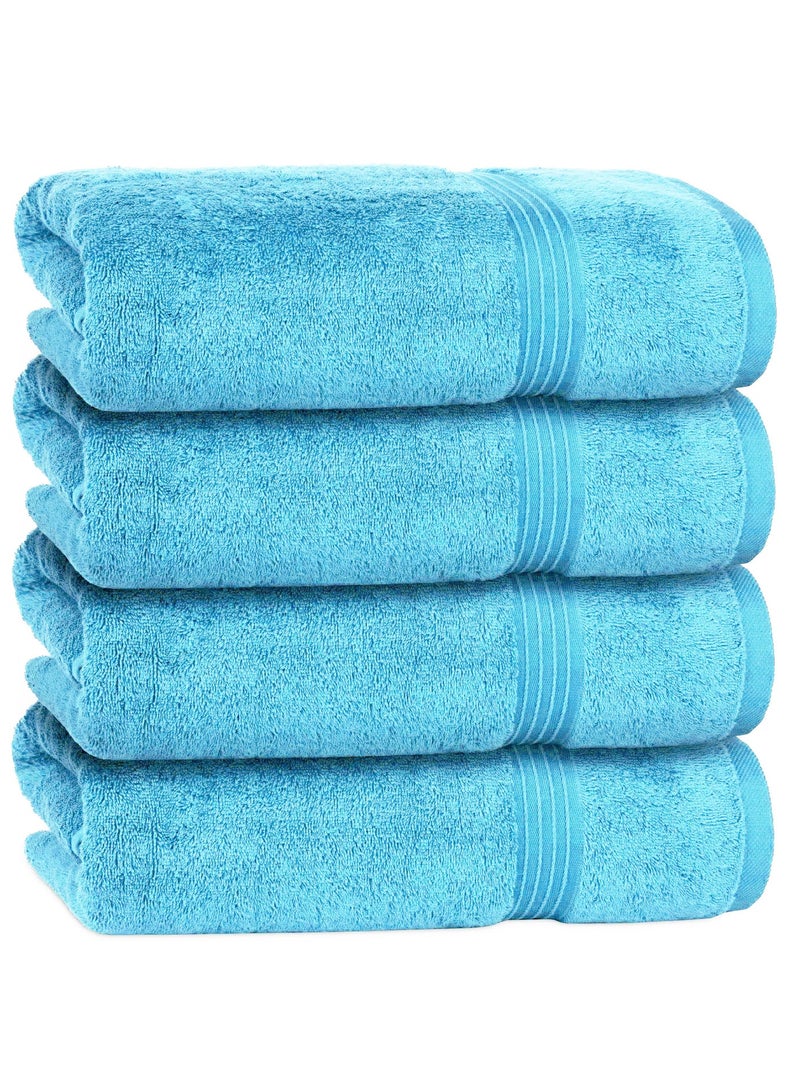 Bliss Casa 4-Piece 100% Combed Cotton 550 GSM Quick Dry Highly Absorbent Thick Soft Hotel Quality For Bath And Spa Bathroom Towel Set Light Blue 70x140cm - Image 1