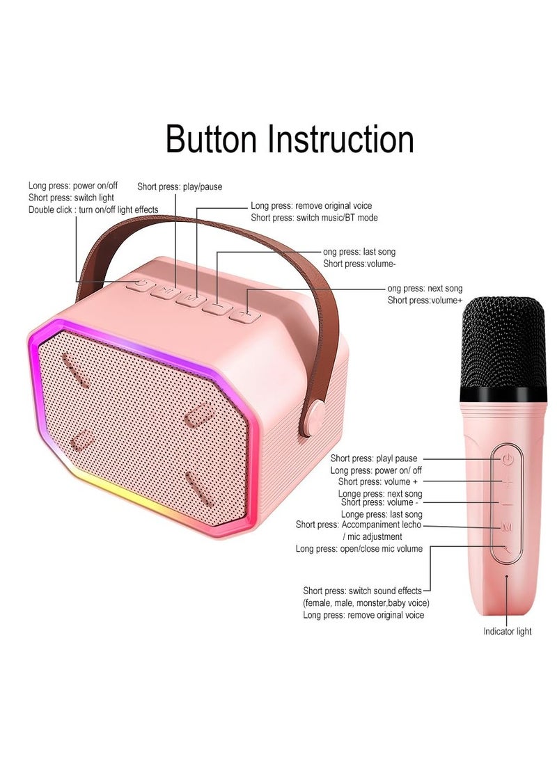 Zikra Portable Karaoke Machine, Bluetooth 5.3,Karaoke Speaker with 2 Wireless Mics, LED Lights, Magic Sound, Large Capacity Battery, Family Home Party Birthday Gift, Kids Gift for Girls Boys, Pink - Image 5