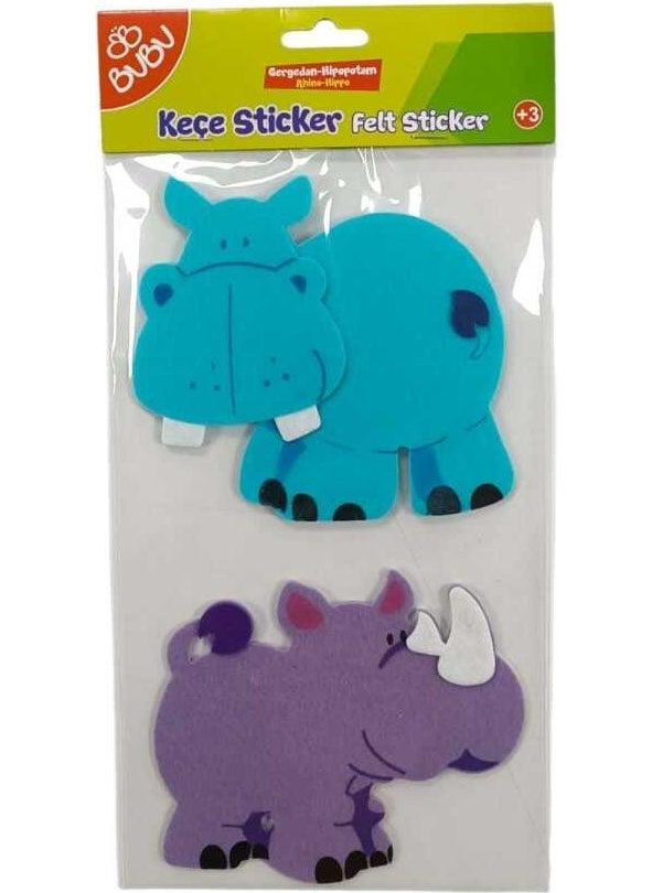 BUBU - Sticker 3D Felt Animals Rhinoceros-Hippo -STS011 - Image 1