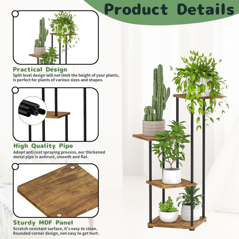 Digtokore Plant Stand Indoor, 4-Tier Tall Plant Stands Plant Shelf Indoor Outdoor Clearance, Corner Display Rack Flower Pot Holder, Metal Flower Shelves for Multiple Plants - Image 3