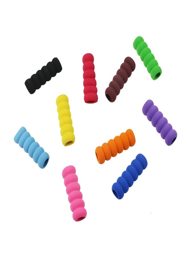 Pastlla 10 Pcs Foam Pencil Grips Pencil Holders of 6 Rings for Handwriting Writing, Assorted Colors 1.5 Inches Long Pencil Holder Grippers Soft Mechanical Pencil Holder Cushion for Relieving Fingers - Image 1