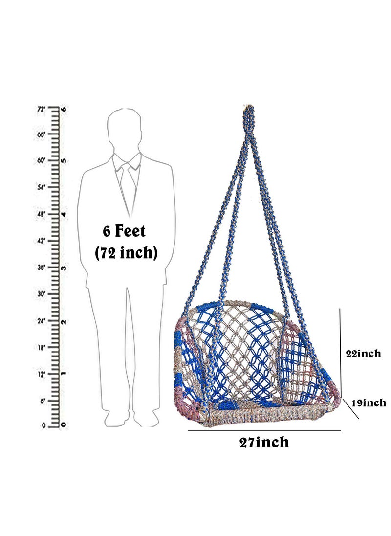 Marshland MARSHLAND Swing for Balcony Swing for Indoor Outdoor Swing for Garden Made in India Strong Color Full Rope Maximum Capacity 120kg 72 27 22inch Depth 19inch Pack of 2 Multicolor  - Image 2