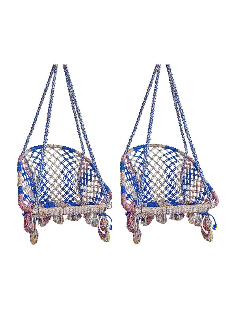 Marshland MARSHLAND Swing for Balcony Swing for Indoor Outdoor Swing for Garden Made in India Strong Color Full Rope Maximum Capacity 120kg 72 27 22inch Depth 19inch Pack of 2 Multicolor  - Image 1