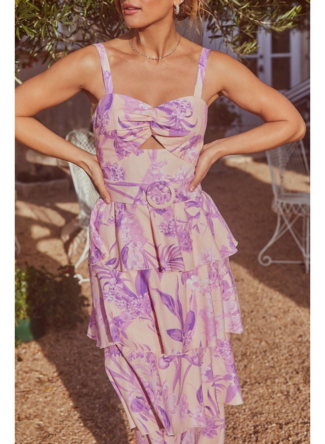 Lipsy London Cut Out Belted Sweetheart Neck Tiered Midi Dress  - Image 4