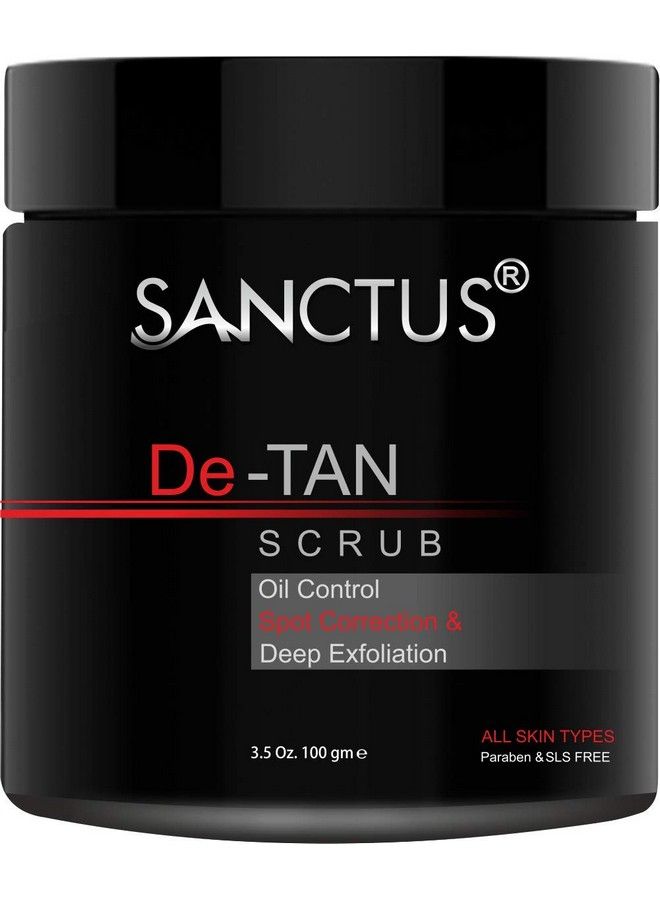 SANCTUS Detan Removal Fairness Scrub Spot Correction & Dead Skin Exfoliation Enriched With Vitamin E For Skin Lightening Brightening & Oil Control 100 Gm - Image 2