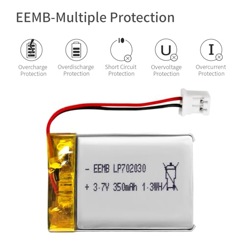 EEMB 3.7V Lipo Battery 350mAh 702030 Lithium Polymer ion Battery Rechargeable with JST Connector Make Sure Device Polarity Matches with Device Before Purchase!!! - Image 5