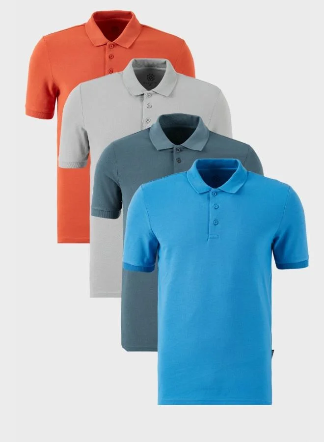 Buratti  Buratti Cotton Regular Fit Buttoned Polo Collar 4-Pack T Shirt Men's T-SHIRT 5902127S4 for Men | Best Price UAE
