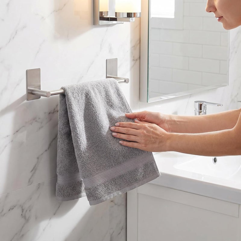 Songtec Adhesive Towel Bar 12inch Brushed, Stick On Bath Towel Rack Easy Install, NO Drilling on Walls, Premium SUS304 Stainless Steel - Brushed - Image 2
