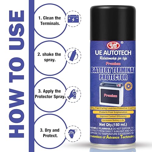 UE Autotech Premium Battery Terminal Protection Spray - Rust & Corrosion Protection of Battery Terminals - Enhance Battery Life - Protector Cable Connector Corrosion Spray, 150 ml - Image 5