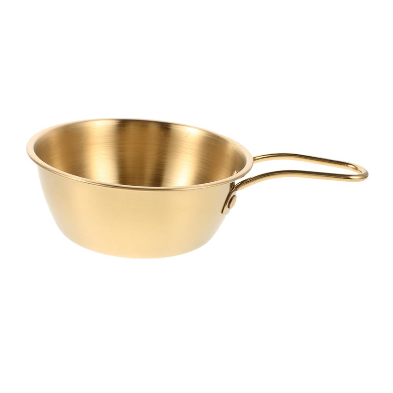 وعاء صابون الحلاقة من الفولاذ المقاوم للصدأ بمقبض ذهبي - طبق كبير لتجميل اللحية للرجال - Image 2