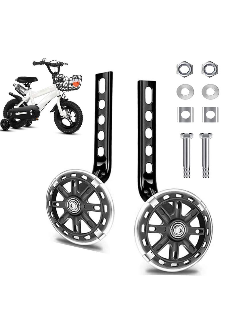 KASTWAVE Kids Bike Support Wheel, Rear Training Wheel Stabilizer for 12 14 16 18 20 Inch Bike Silent Flash Wheel Boys and Girls Practice Stabilizer Mounting Kit (1 Set, Black)  - Image 1