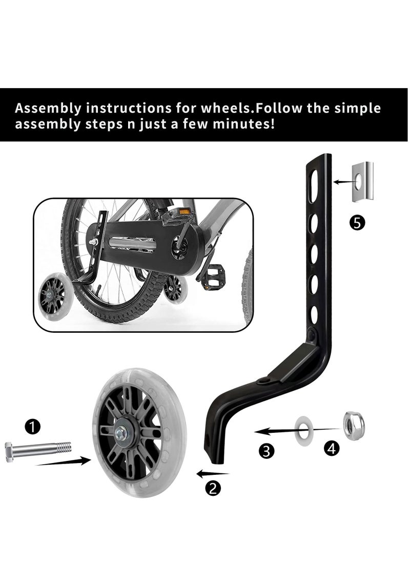 KASTWAVE Kids Bike Support Wheel, Rear Training Wheel Stabilizer for 12 14 16 18 20 Inch Bike Silent Flash Wheel Boys and Girls Practice Stabilizer Mounting Kit (1 Set, Black)  - Image 5