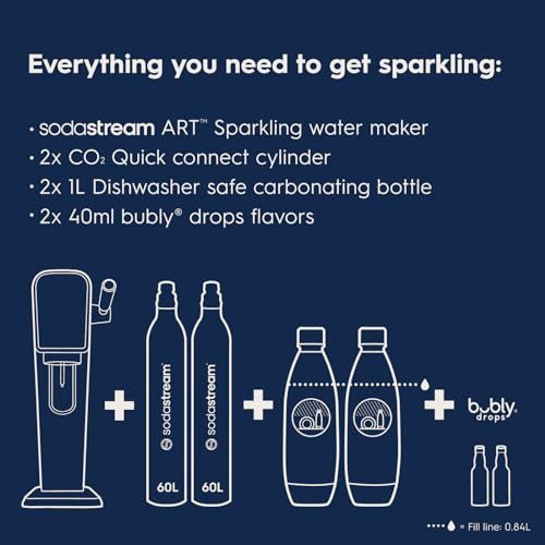 SodaStream - ART Sparkling Water Maker | VALUE BUNDLE | CQC CO2 system | Includes 2x CO2 Cylinders, 2x 32 Fl Oz Dishwasher Safe Bottles, 2x Bubly Flavor Drops | Combine with Pepsi Flavors | Black - Image 3