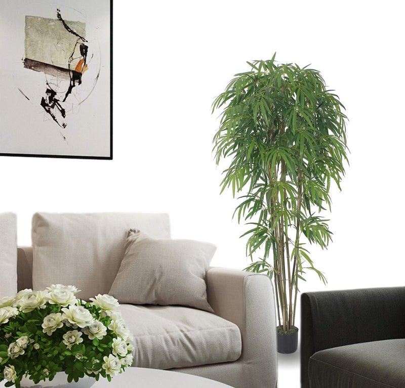 AMERIQUE 691322305166 Gorgeous  Massive 7 Bamboo Trees Artificial Silk Plant with UV Protection with Nursery Plastic Pots Feel Real Technology Super Quality Pack of 2 84 Each Green - Image 3