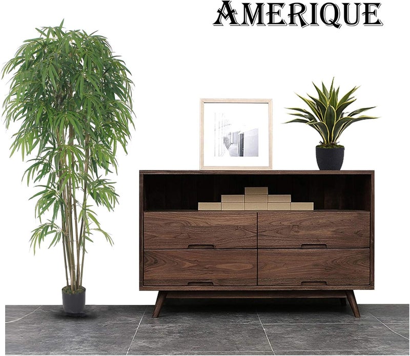 AMERIQUE 691322305166 Gorgeous  Massive 7 Bamboo Trees Artificial Silk Plant with UV Protection with Nursery Plastic Pots Feel Real Technology Super Quality Pack of 2 84 Each Green - Image 2