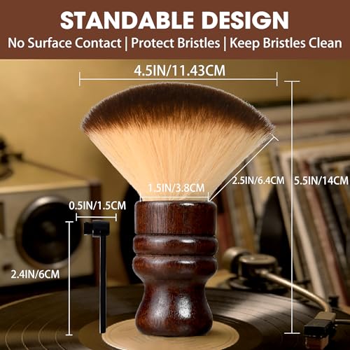 kulloomii Killoomii 2-in-1 Vinyl Record Cleaning Kit with Stylus Brush - Anti Static Dust Solid Wood Vinyl Record Cleaning Brush, High Density Ultra-Fine Soft Bristles Safe for Vinyl LP Turntable CD Album - Image 2