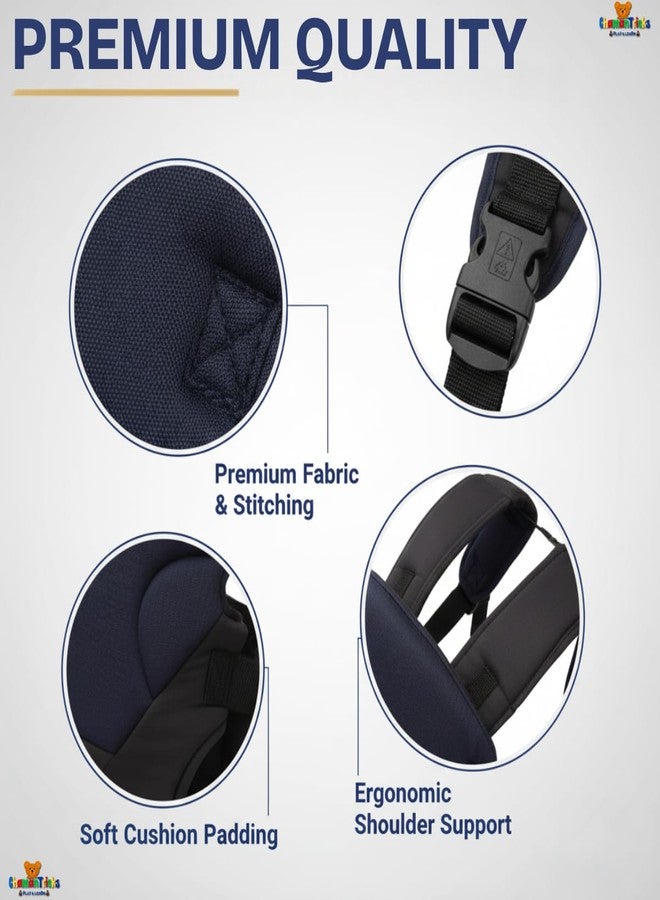 Chamantricks Baby Carrier Bag, Infant Holder for New Born, Baby Carrier Bag for 0 to 3 Year Baby - 4 in 1 Comfortable and Adjustable Bag with an Ergonomic Solution for Baby Up to 3 Years (Navy Blue) - Image 5