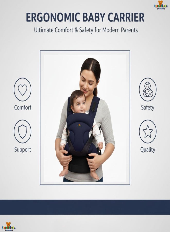 Chamantricks Baby Carrier Bag, Infant Holder for New Born, Baby Carrier Bag for 0 to 3 Year Baby - 4 in 1 Comfortable and Adjustable Bag with an Ergonomic Solution for Baby Up to 3 Years (Navy Blue) - Image 3