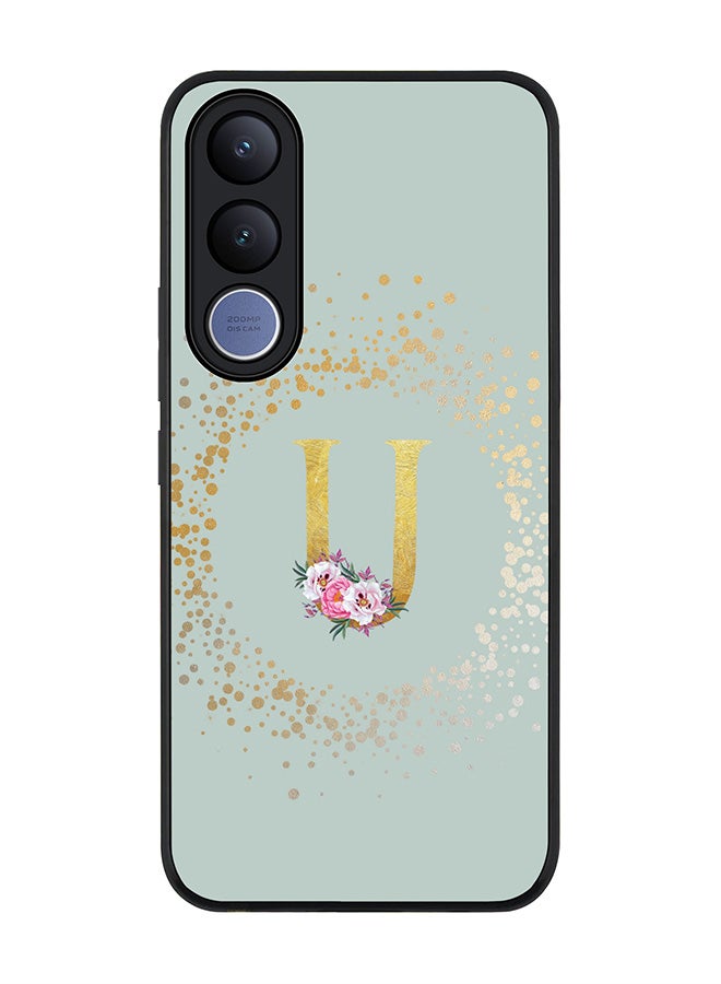 Stylizedd For vivo V70 FE Case,Slim fit Camera Protection, Shockproof Thin Phone cover  - Custom Monogram Floral - U  (Light Grey ) - Image 1