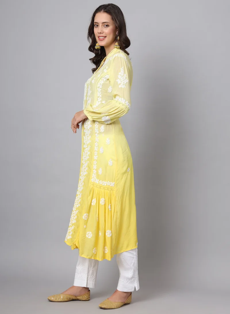 Alaya Women Hand Embroidered Chikankari Cotton Kurta-AL3888